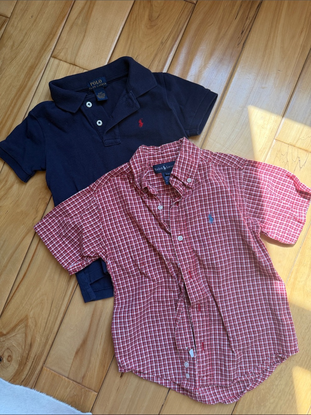 Ralph Lauren & Polo Sz 4/4aNavy Polo & Red Check Button-Down Kids Shirt Set of 2